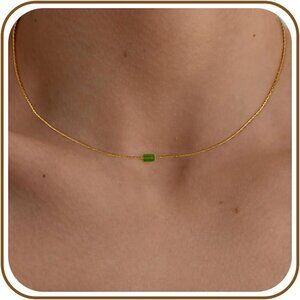 Elegant 18K Gold Plated Women Pendant Necklace with Natural Stone, Sturdy Chain,